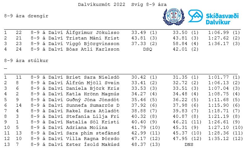 svig 8 - 9 ára