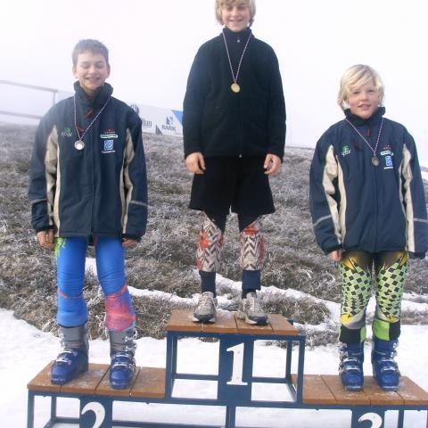 Sigurvegarar í stórsvigi 6.-7.bekkjar: 1.Einar, 2.Unnar og 3.Sigurður