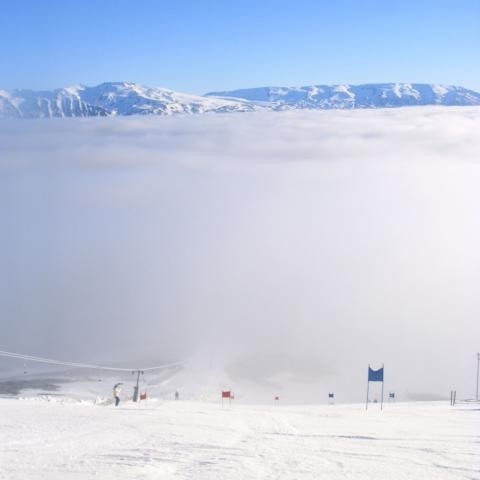 Útsýnið úr efri skíðabrekkunum var ómótstæðilegt