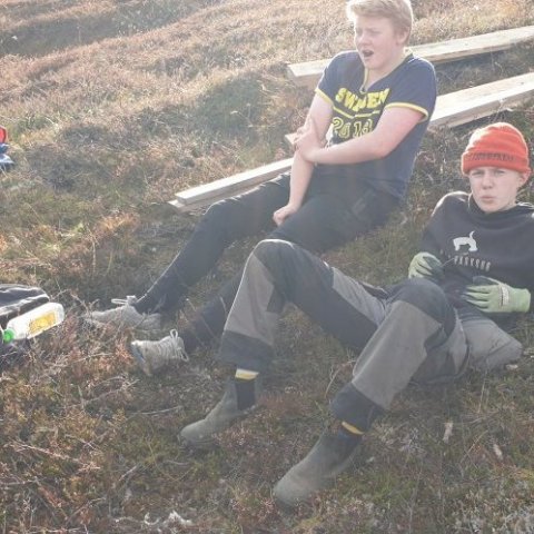 Félagarnir Brynjólfur og Torfi Jóhann slaka á