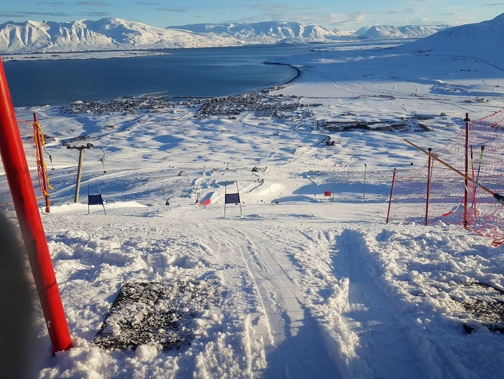 Aðstæður voru mjög góðar í Böggvisstaðafjalli um helgina.