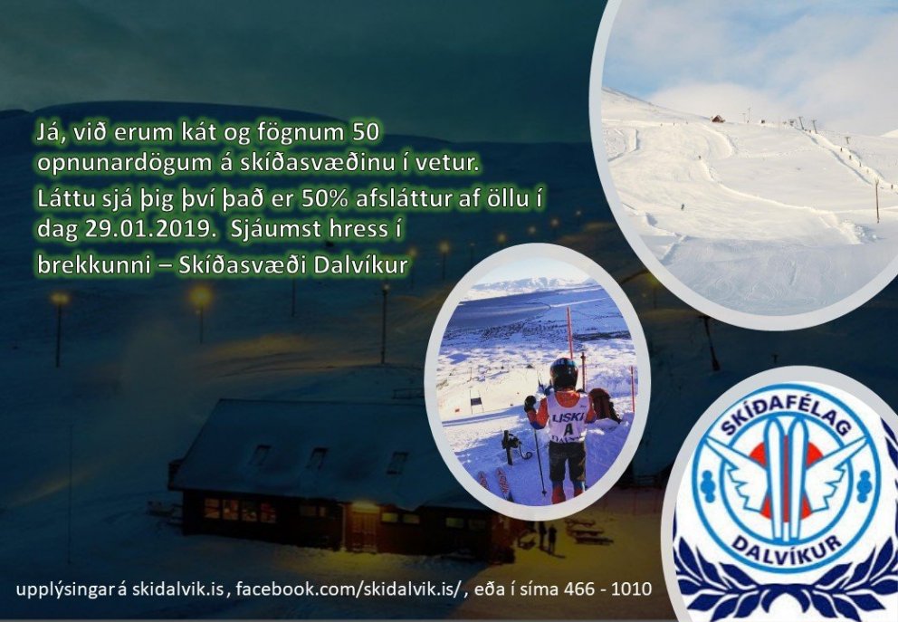 Skíðasvæði Dalvíkur opið í 50 daga