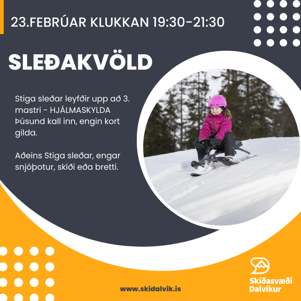 Sleðakvöld á morgunn