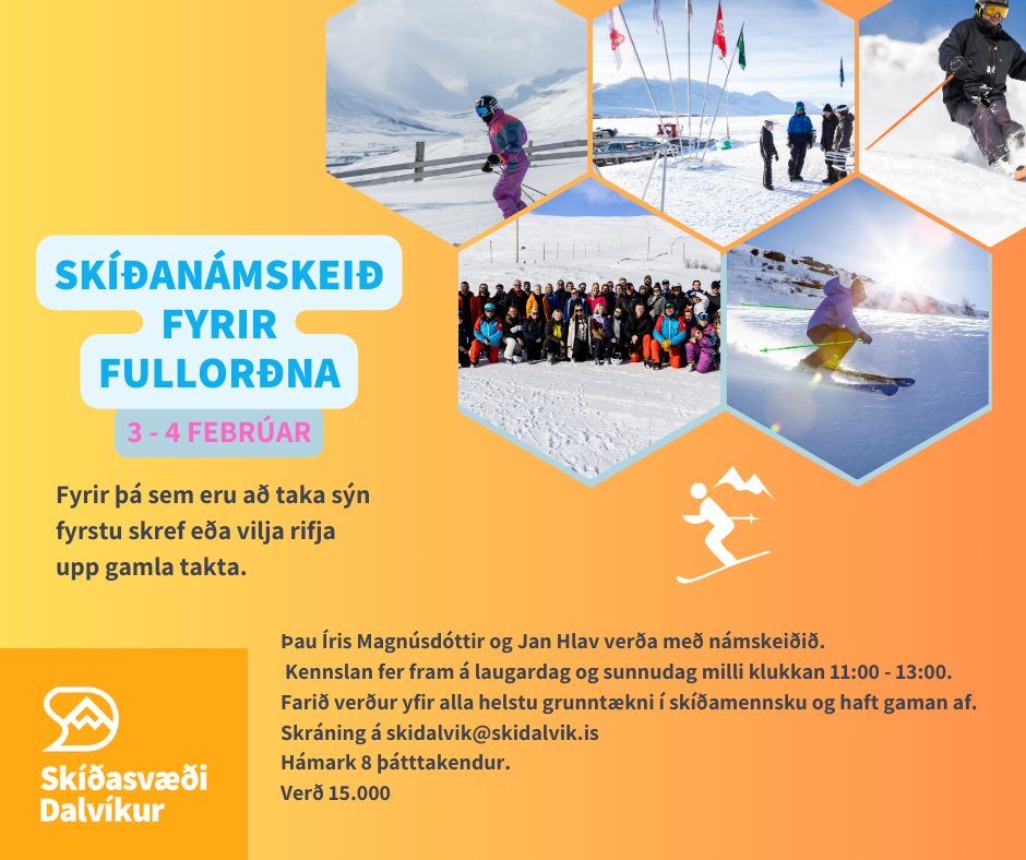 Fullorðins Skíðanámskeið - Adult Ski course.
