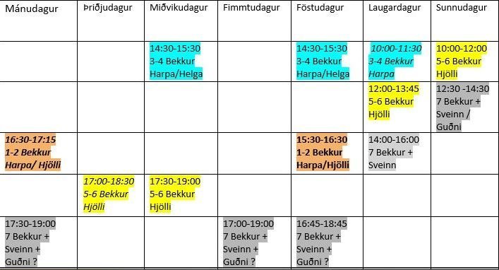 Æfingatafla í covid
