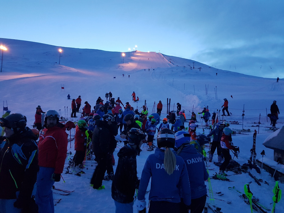 Frábærar aðstæður í fjallinu.