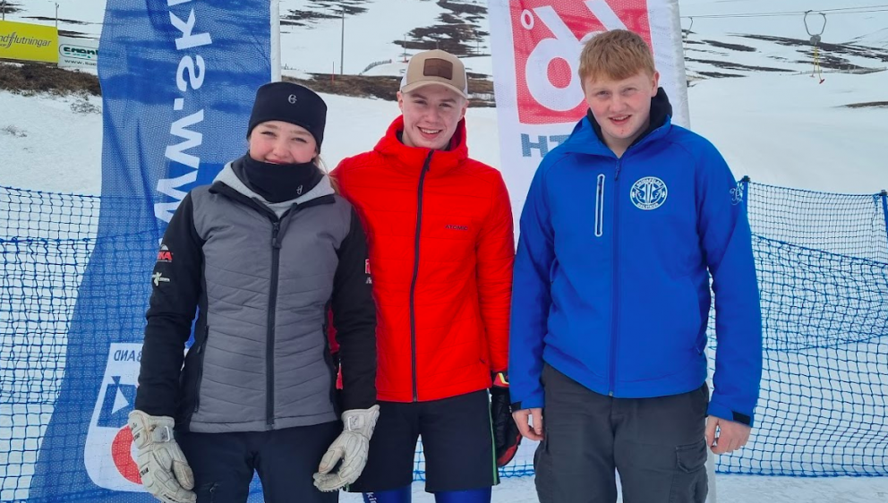 Keppendur Skíðafélagsins, tv. Esther, Torfi og Brynjólfur