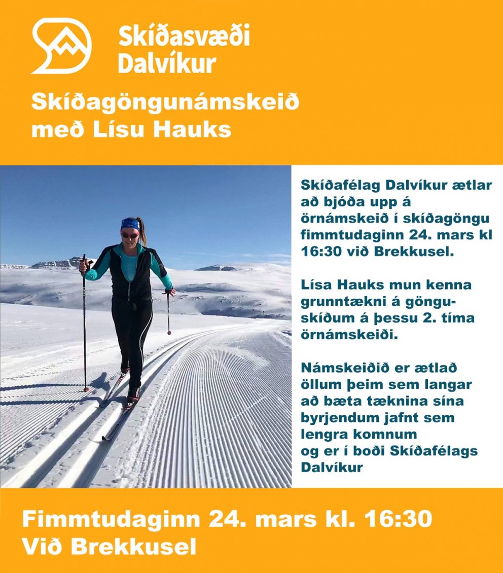 Skíðagöngunámskeið næsta fimmtudag þann 24. mars.