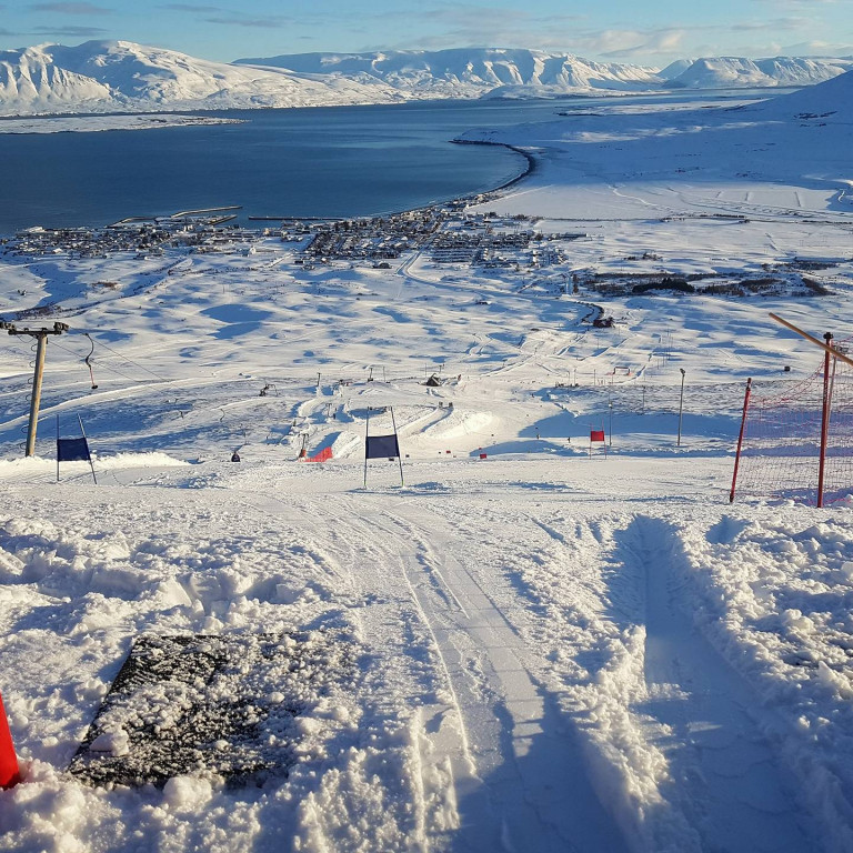 Aðstæður voru mjög góðar í Böggvisstaðafjalli um helgina.