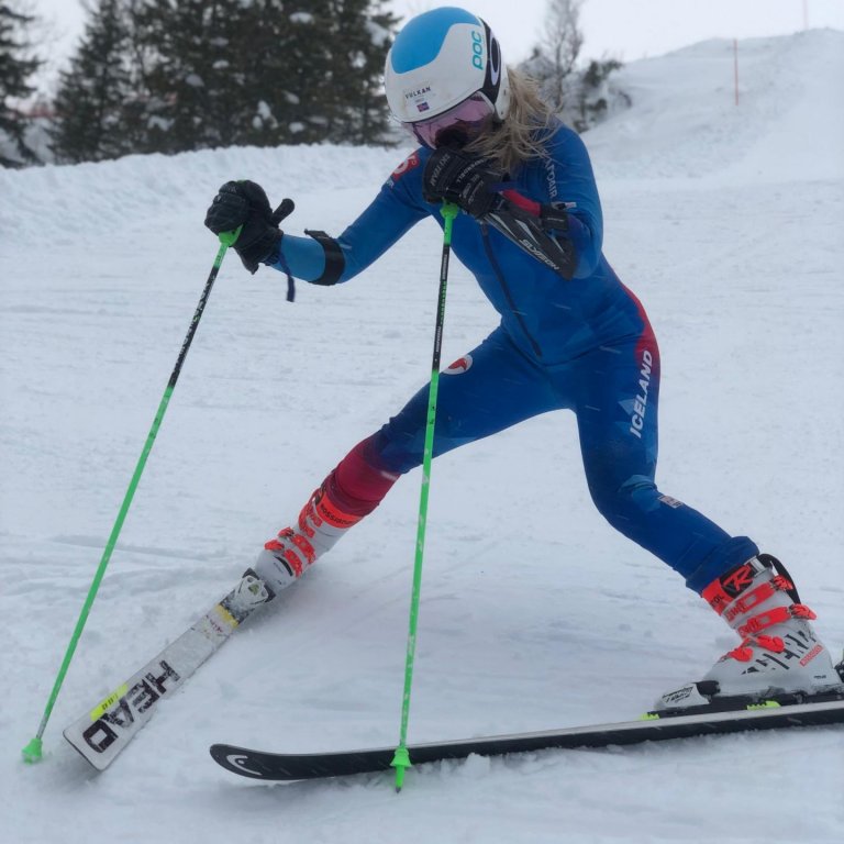 Andrea við æfingar í Are, mynd: Brynja Þorsteinsdóttir fjölmiðlafulltrúi SKÍ í Are.