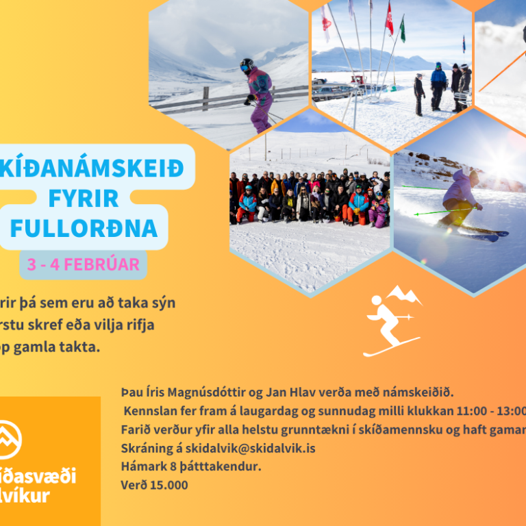 Fullorðins Skíðanámskeið - Adult Ski course.