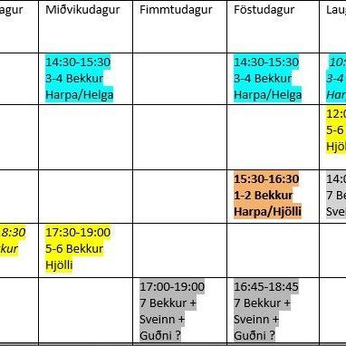 Æfingatafla í covid