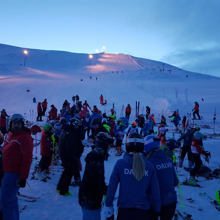 Frábærar aðstæður í fjallinu.